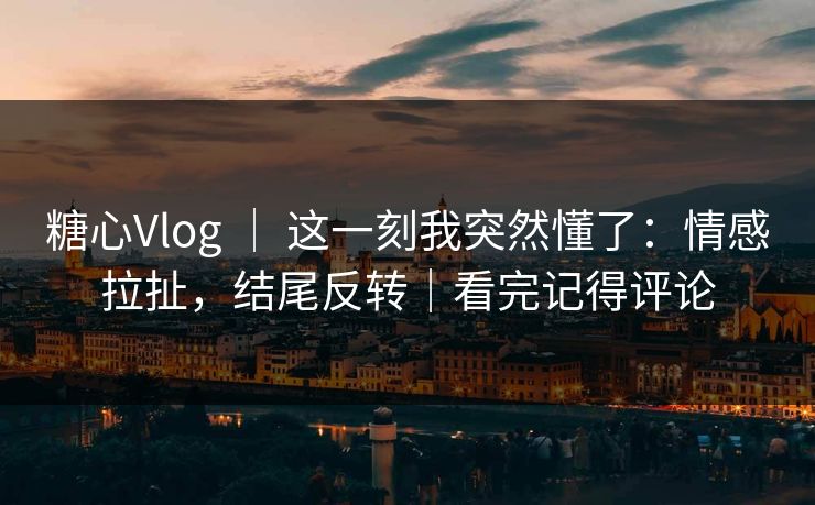 糖心Vlog ｜ 这一刻我突然懂了：情感拉扯，结尾反转｜看完记得评论