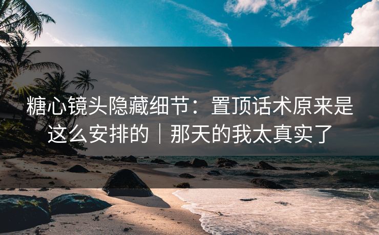 糖心镜头隐藏细节：置顶话术原来是这么安排的｜那天的我太真实了