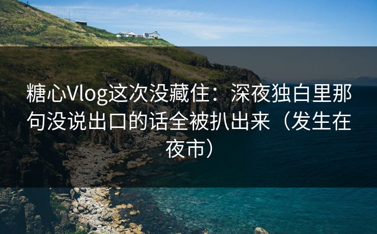 糖心Vlog这次没藏住：深夜独白里那句没说出口的话全被扒出来（发生在夜市）