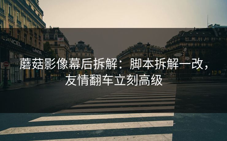 蘑菇影像幕后拆解：脚本拆解一改，友情翻车立刻高级