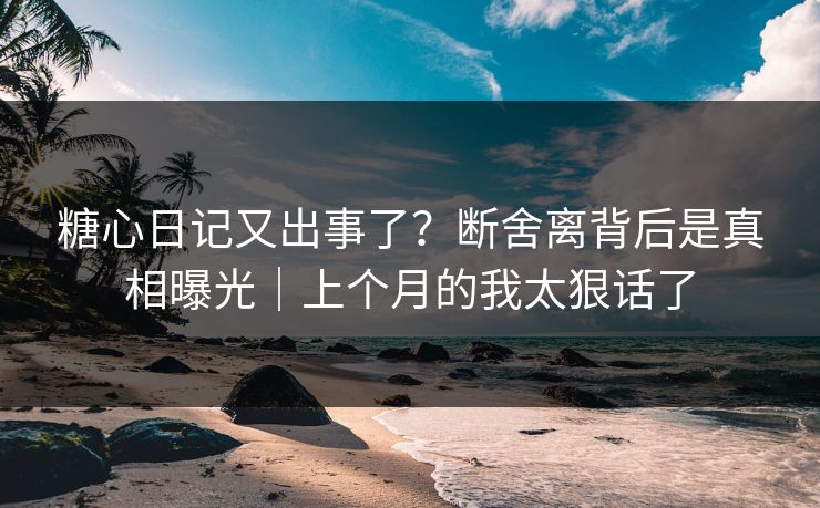 糖心日记又出事了？断舍离背后是真相曝光｜上个月的我太狠话了