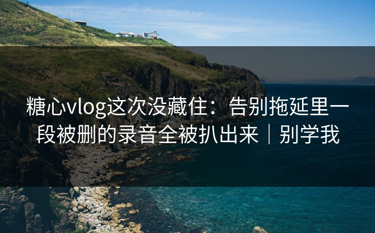 糖心vlog这次没藏住：告别拖延里一段被删的录音全被扒出来｜别学我