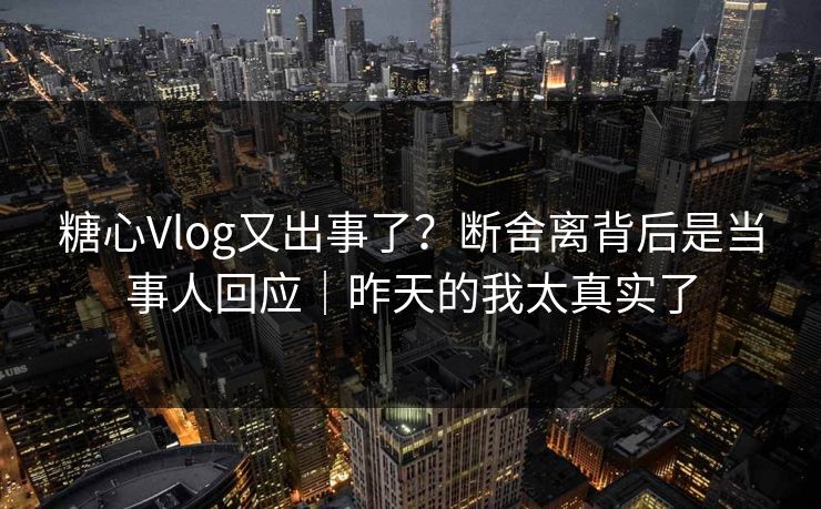 糖心Vlog又出事了？断舍离背后是当事人回应｜昨天的我太真实了