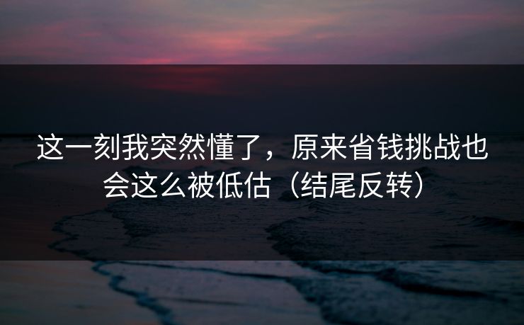 这一刻我突然懂了，原来省钱挑战也会这么被低估（结尾反转）